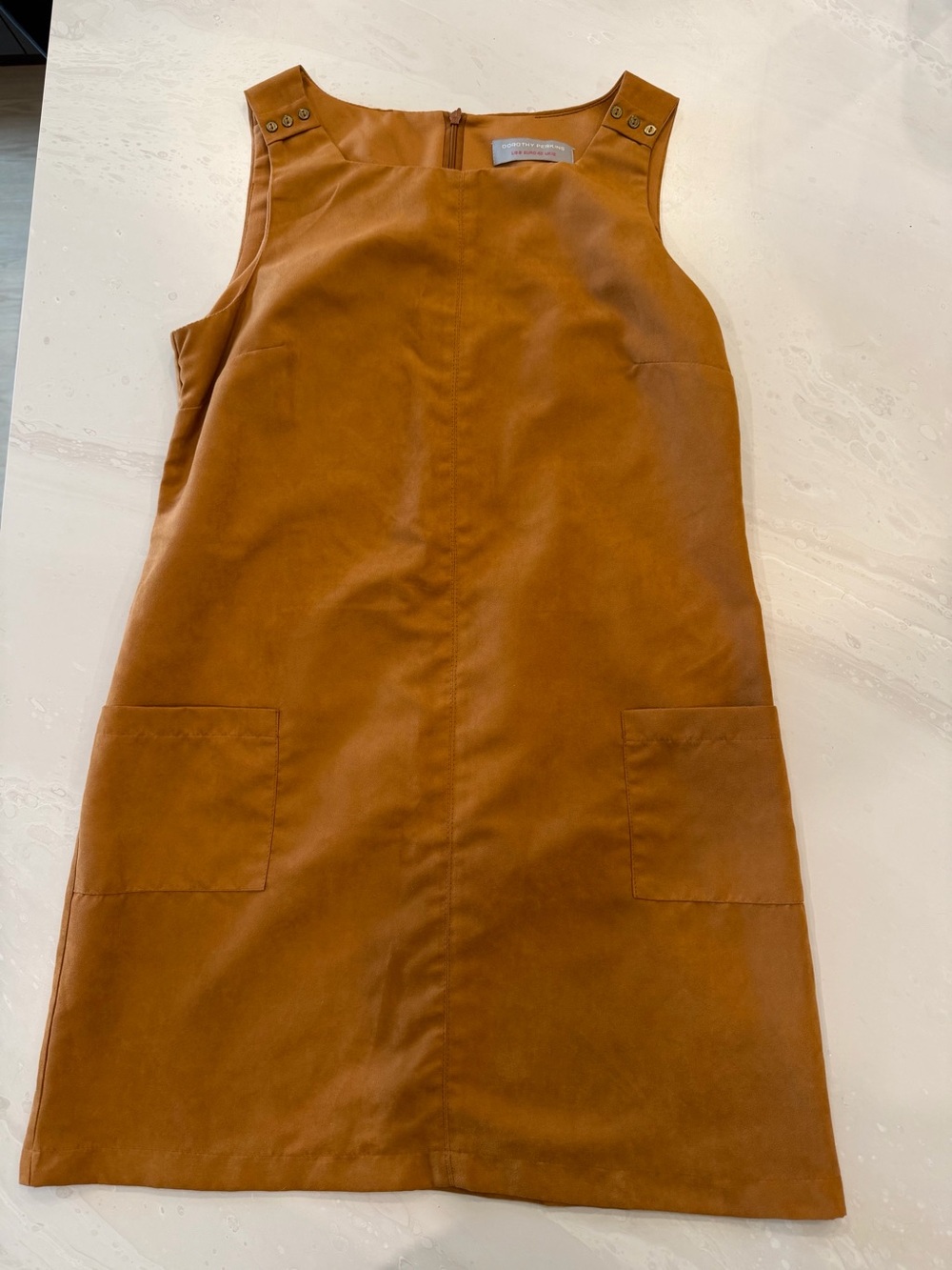 Sleeveless Faux-Suede Shift Dress in Cognac Dorothy Perkins size 8/40